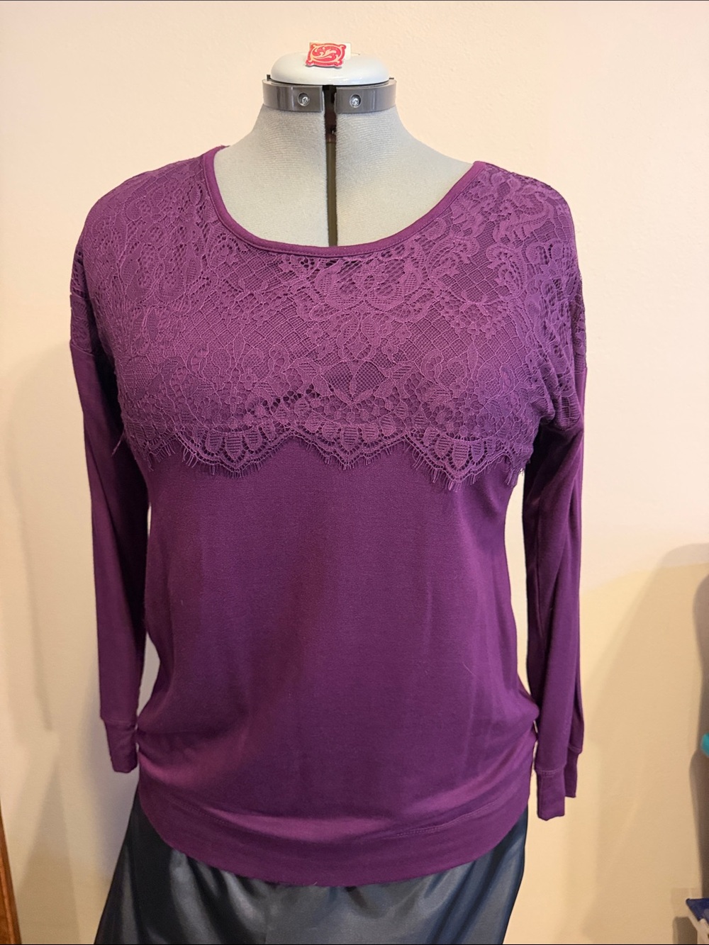 Westport Purple Lace Yoke Long Sleeve Top